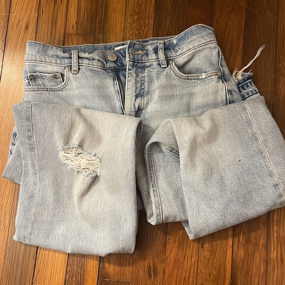 LOFT Unpicked Hem High Rise Wide Leg Jeans in Authentic Light Indigo Wash - Picture 4 of 4